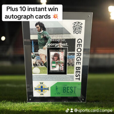 George Best /2 game worn jersey patch card in bespoke display case, plus 10 instant win autograph cards